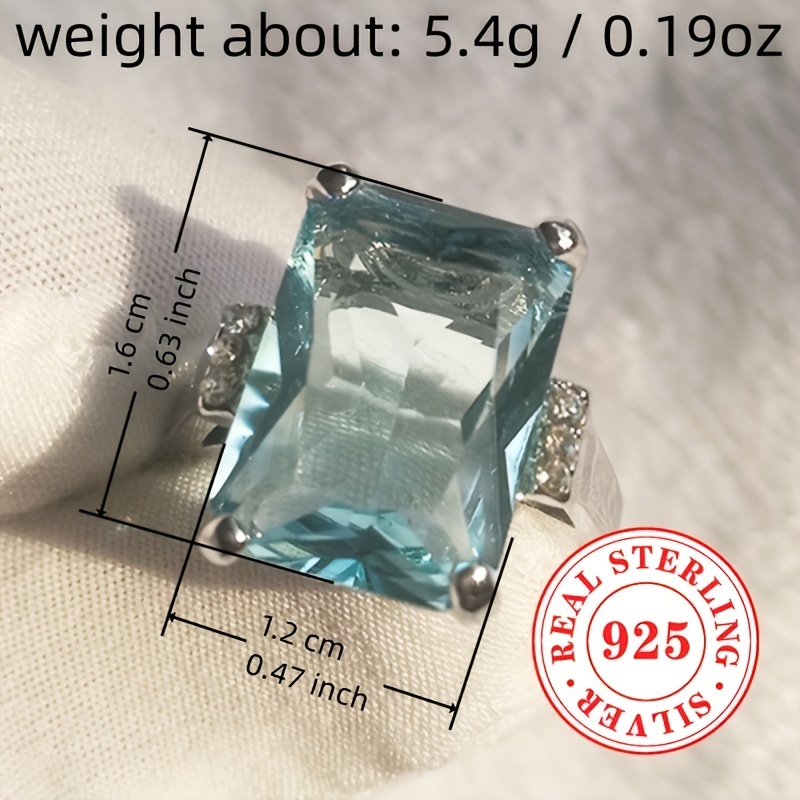S925 Pure Silver Classic Gemstone Anniversary Ring